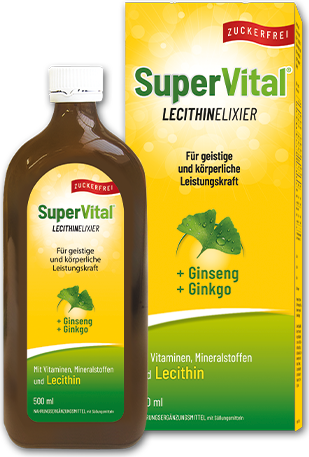 SuperVital Lecithinelixier, Flasche und Verpackung